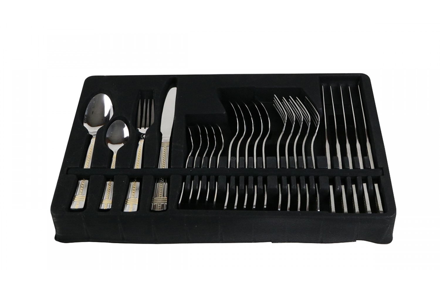 24pc Gold Plated Stainless Steel Square Cutlery Set 