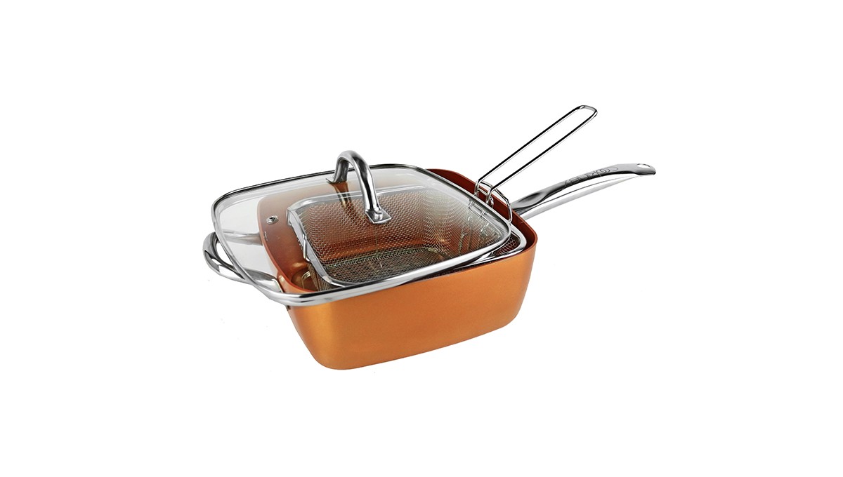 8 Pc Cookware Set with 2 Layer Nonstick Ceramic Coating, Tempered Glass  Lid, Copper Color, 1 unit - Harris Teeter