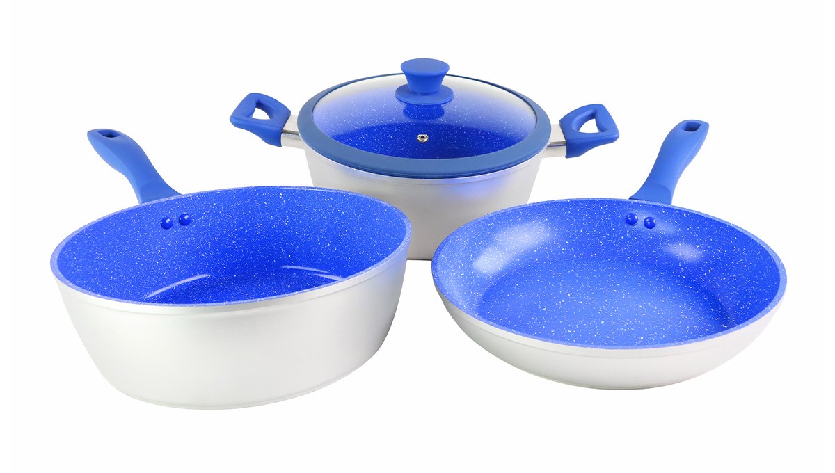 4pc Sapphire Marble Cookware set