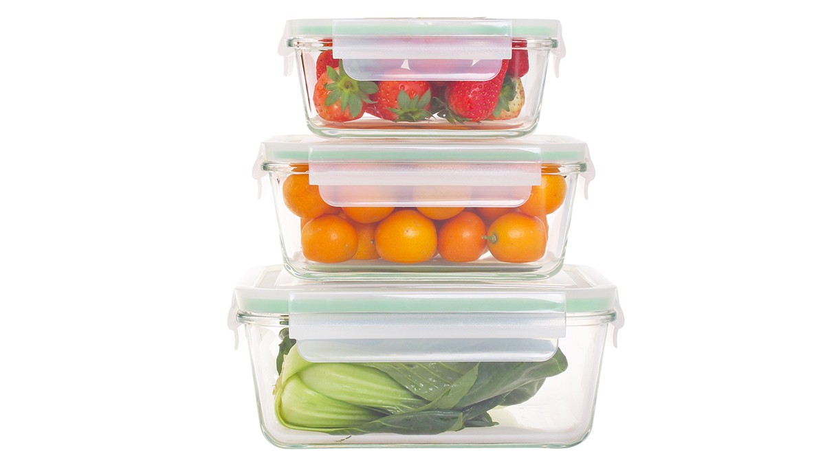 6PC RECTANGLE GLASS FOOD CONTAINER SET